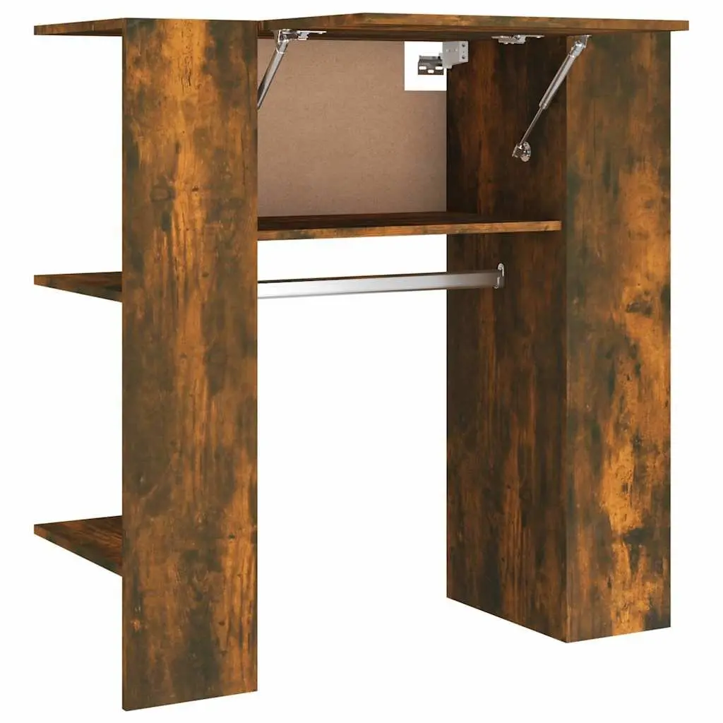 Hallway Cabinet Brown Engineered Wood Storage Unit Shelves Clothes Rail