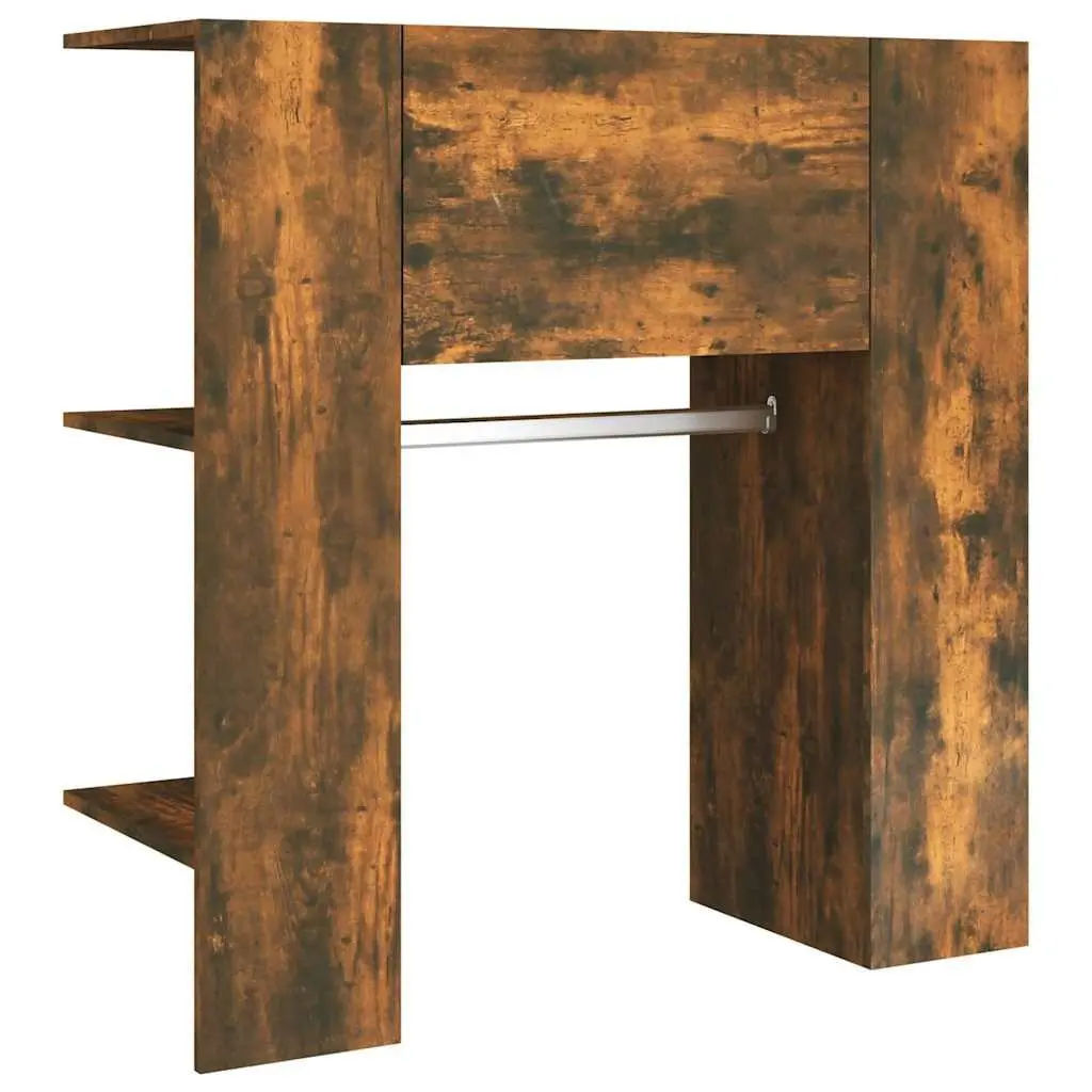 Hallway Cabinet Brown Engineered Wood Storage Unit Shelves Clothes Rail
