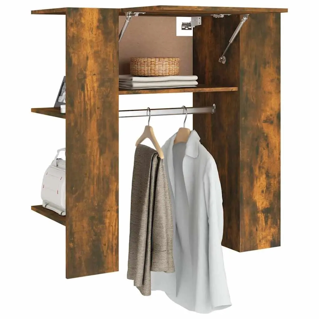 Hallway Cabinet Brown Engineered Wood Storage Unit Shelves Clothes Rail