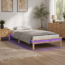 Solid Wood LED Bed Frame: Simple and Effective Design