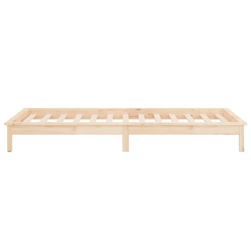 Solid Wood Bed Frame Brown 90x190 cm Slatted Base with LED Lights