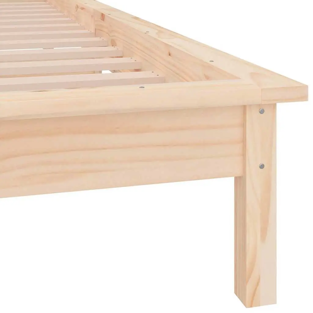 Solid Wood Bed Frame Brown 90x190 cm Slatted Base with LED Lights