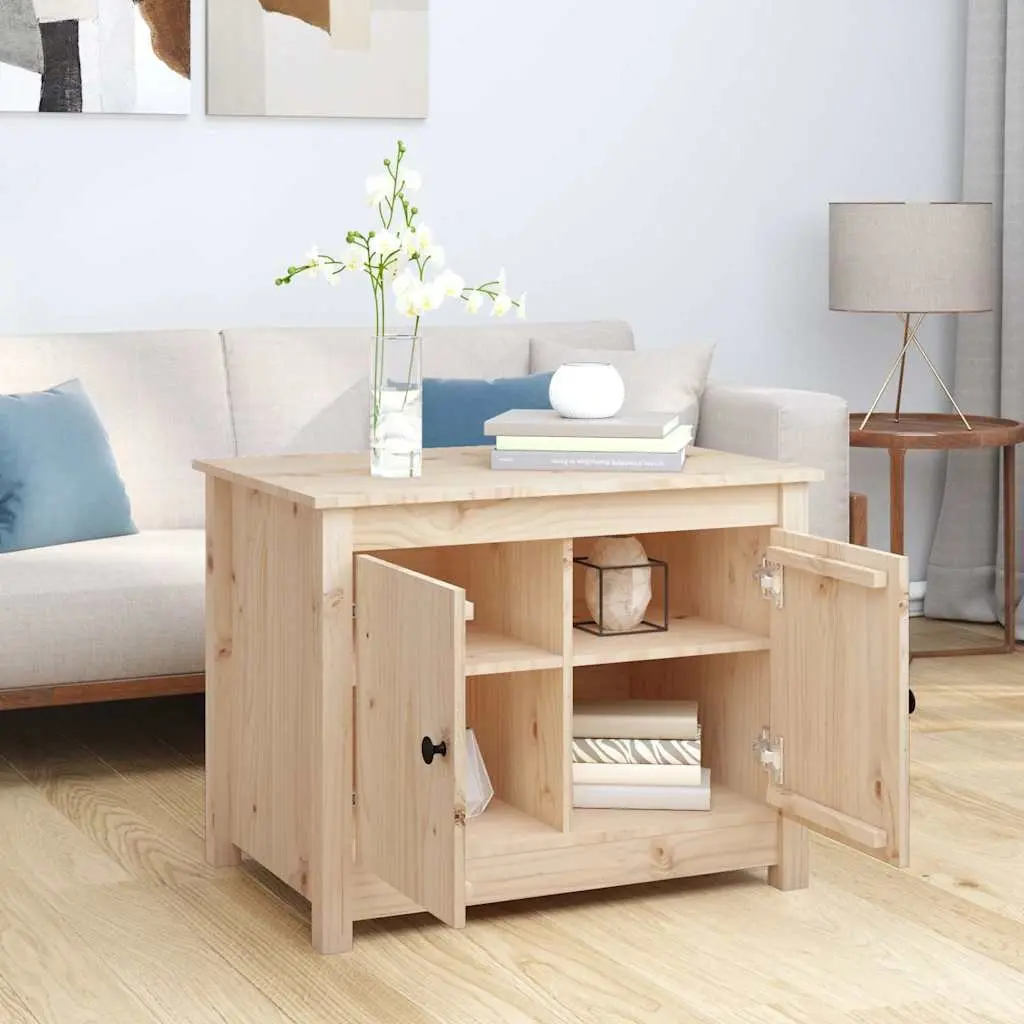 Coffee Table Brown 71x49x55cm Solid Pine Wood Storage Compartments