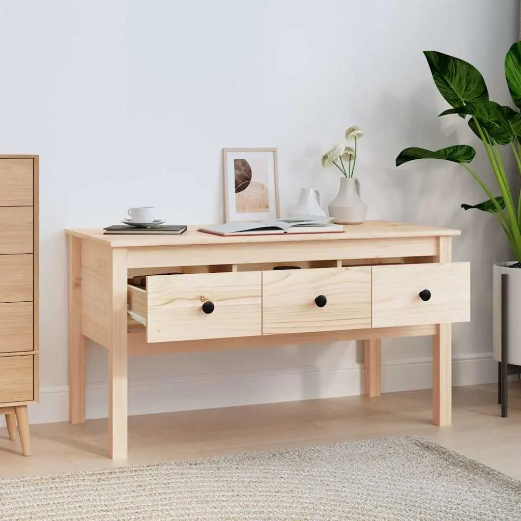 Coffee Table Brown 102x49x55cm Solid Pine Wood with 3 Storage Drawers
