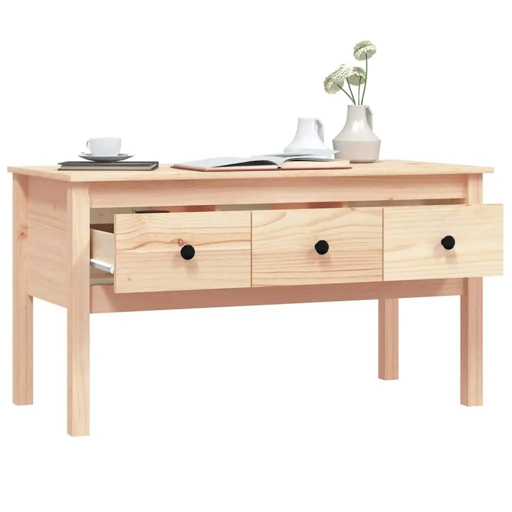 Coffee Table Brown 102x49x55cm Solid Pine Wood with 3 Storage Drawers