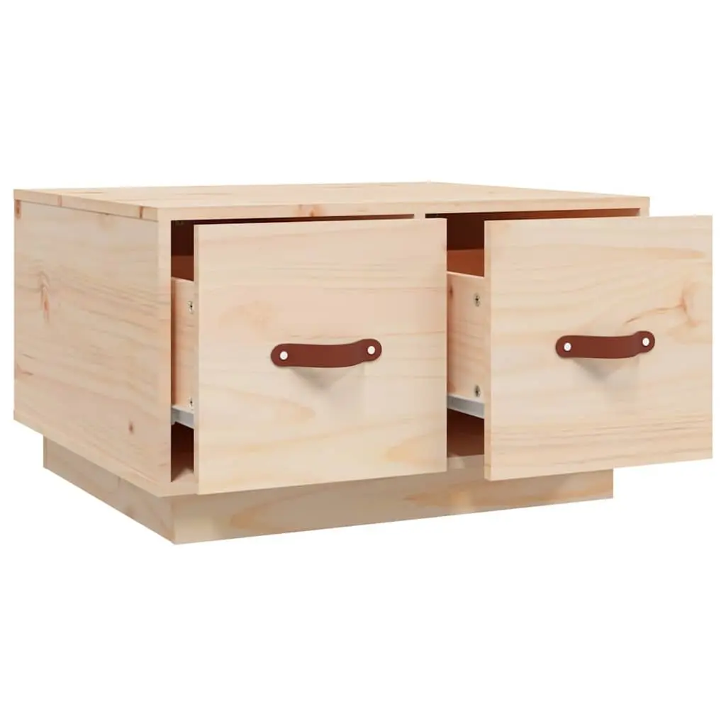 Coffee Table Brown 60x53x35 cm Solid Pine Wood with 2 Storage Drawers