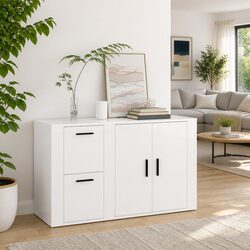 Compact High Gloss White Sideboard with Ample Storage