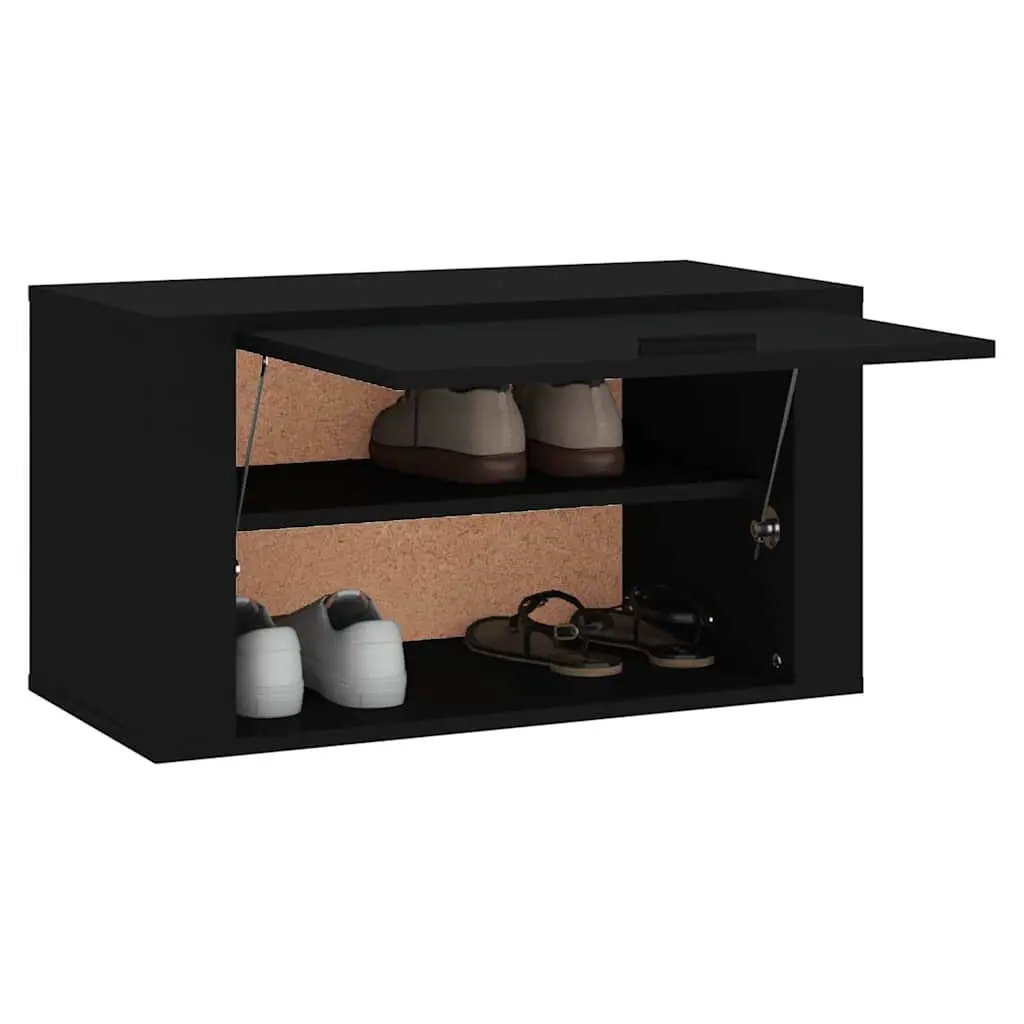Wall-mounted Shoe Cabinet Black 70x35x38 cm Engineered Wood Storage Organiser