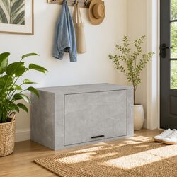 Wall-mounted Shoe Cabinet Grey Storage Organiser Engineered Wood 70x35x38cm