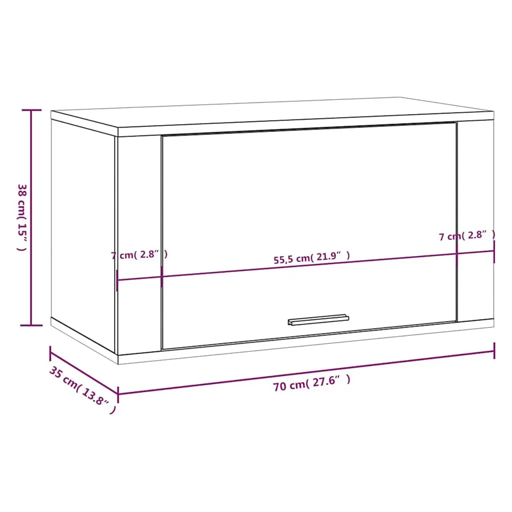 Wall-mounted Shoe Cabinet Grey Storage Organiser Engineered Wood 70x35x38cm