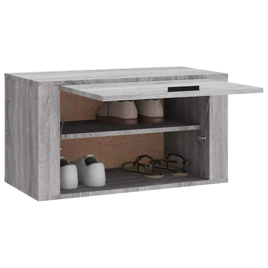 Wall-mounted Shoe Cabinet Grey Storage Organiser Rack Wooden Compact