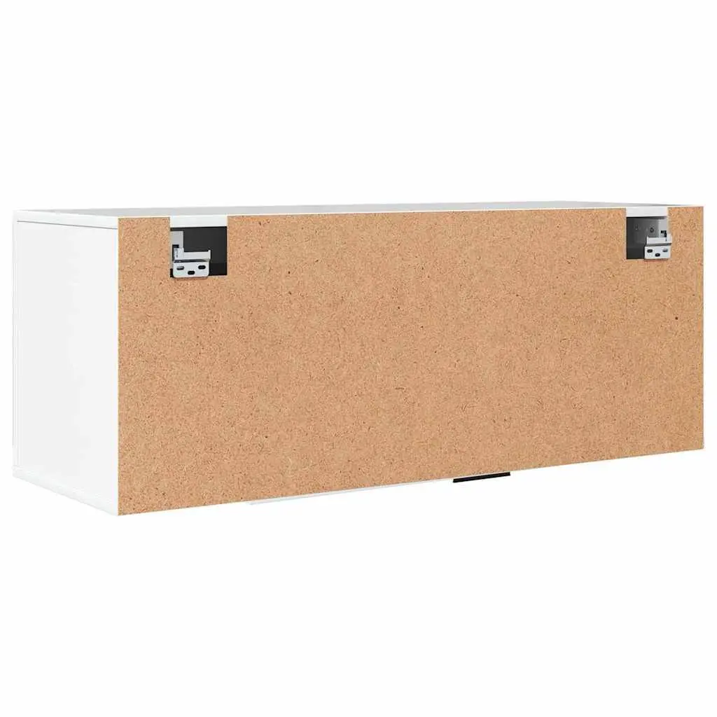 Wall Mounted Shoe Cabinet White High Gloss Storage Organiser 100x35x38 cm