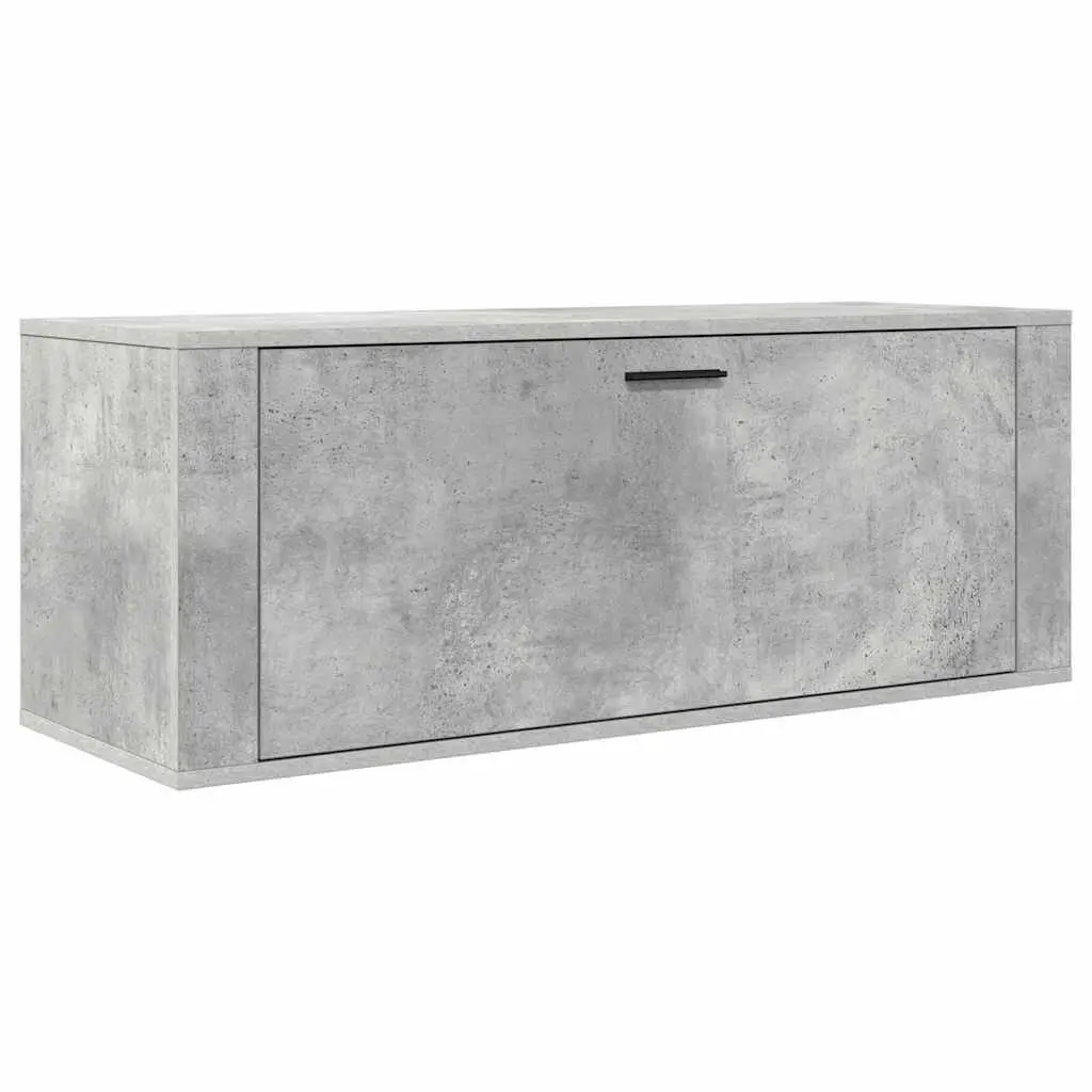 Grey Wall-Mounted Shoe Cabinet Engineered Wood Storage with Drop-Down Door