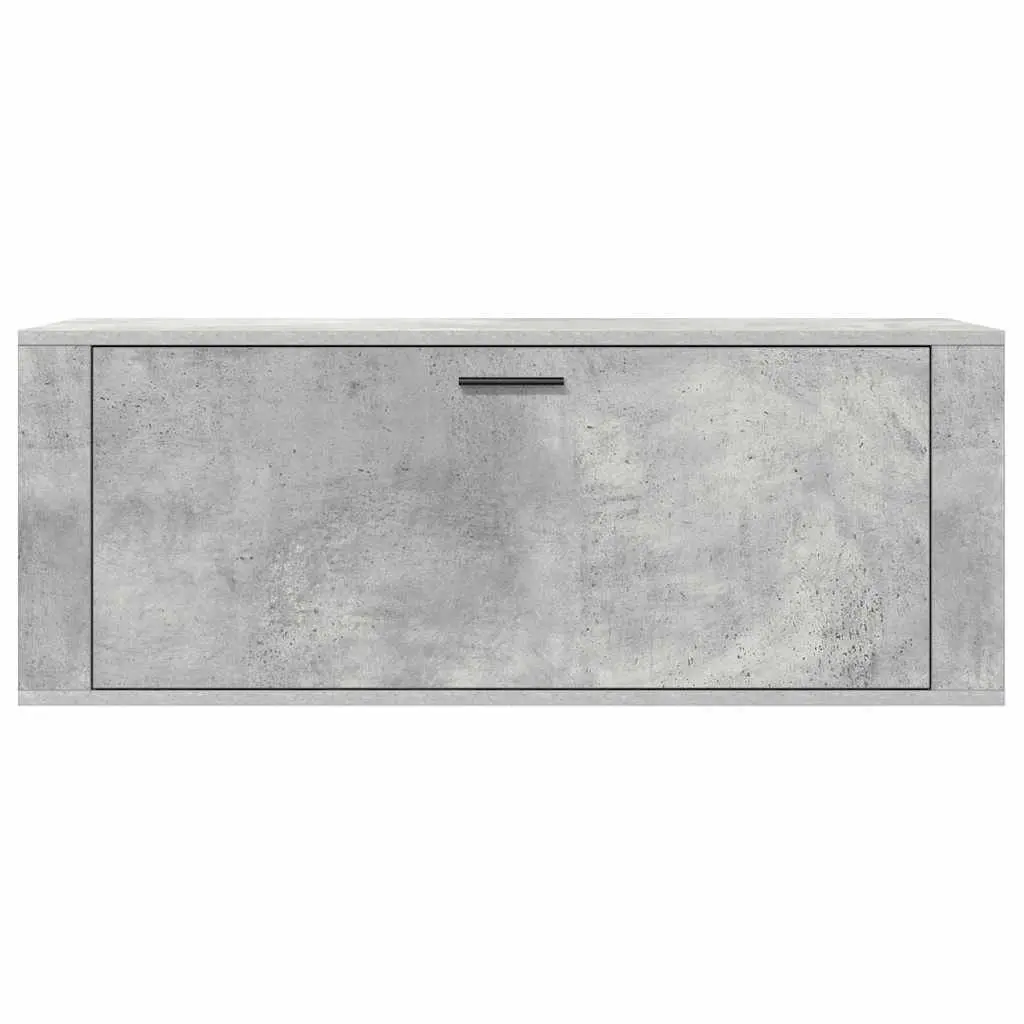 Grey Wall-Mounted Shoe Cabinet Engineered Wood Storage with Drop-Down Door
