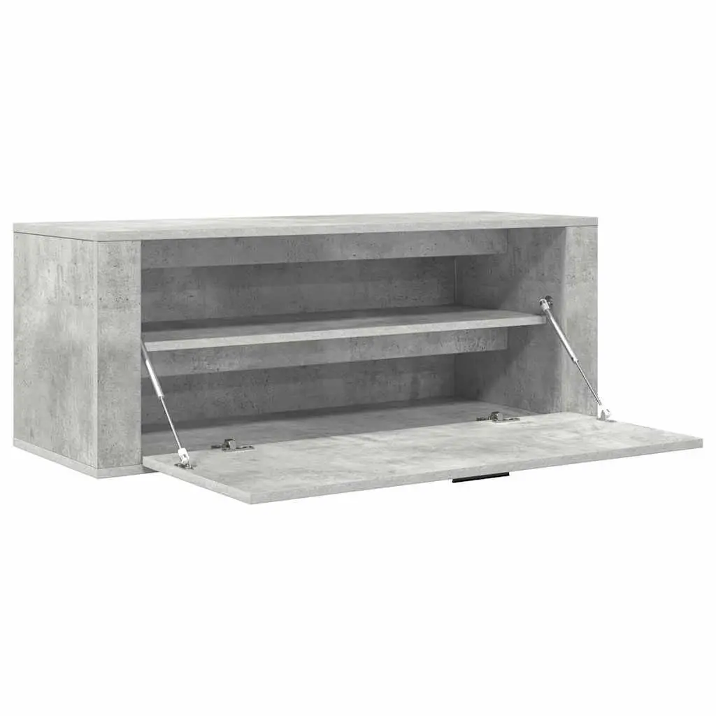 Grey Wall-Mounted Shoe Cabinet Engineered Wood Storage with Drop-Down Door