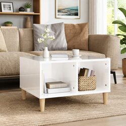 Coffee Table White High Gloss 60x50x36.5 cm Open Storage Compartments