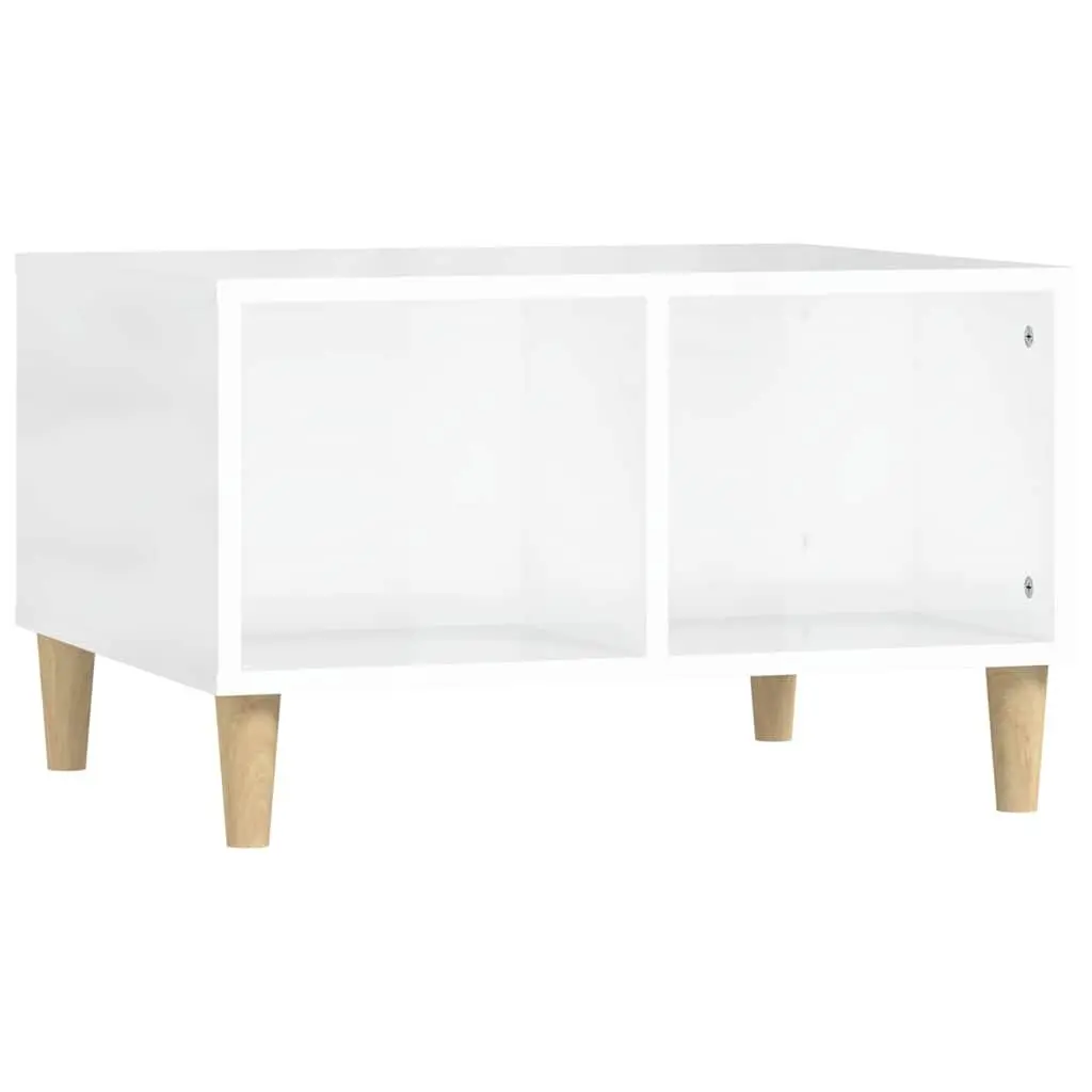 Coffee Table White 60x50x36.5 cm Open Storage Compartments