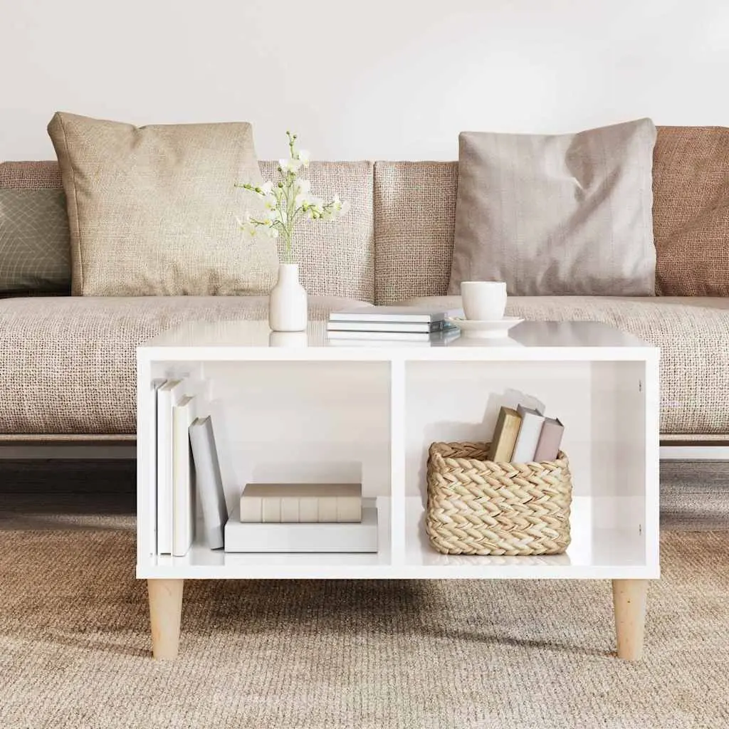 Coffee Table White 60x50x36.5 cm Open Storage Compartments