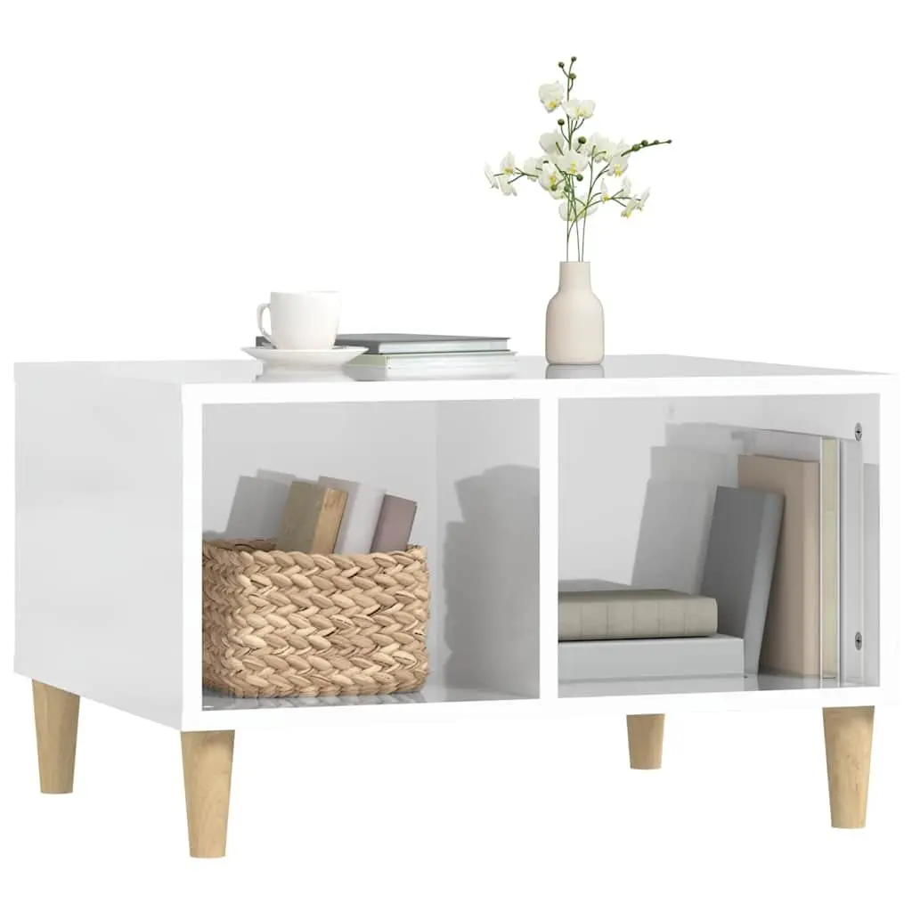 Coffee Table White 60x50x36.5 cm Open Storage Compartments