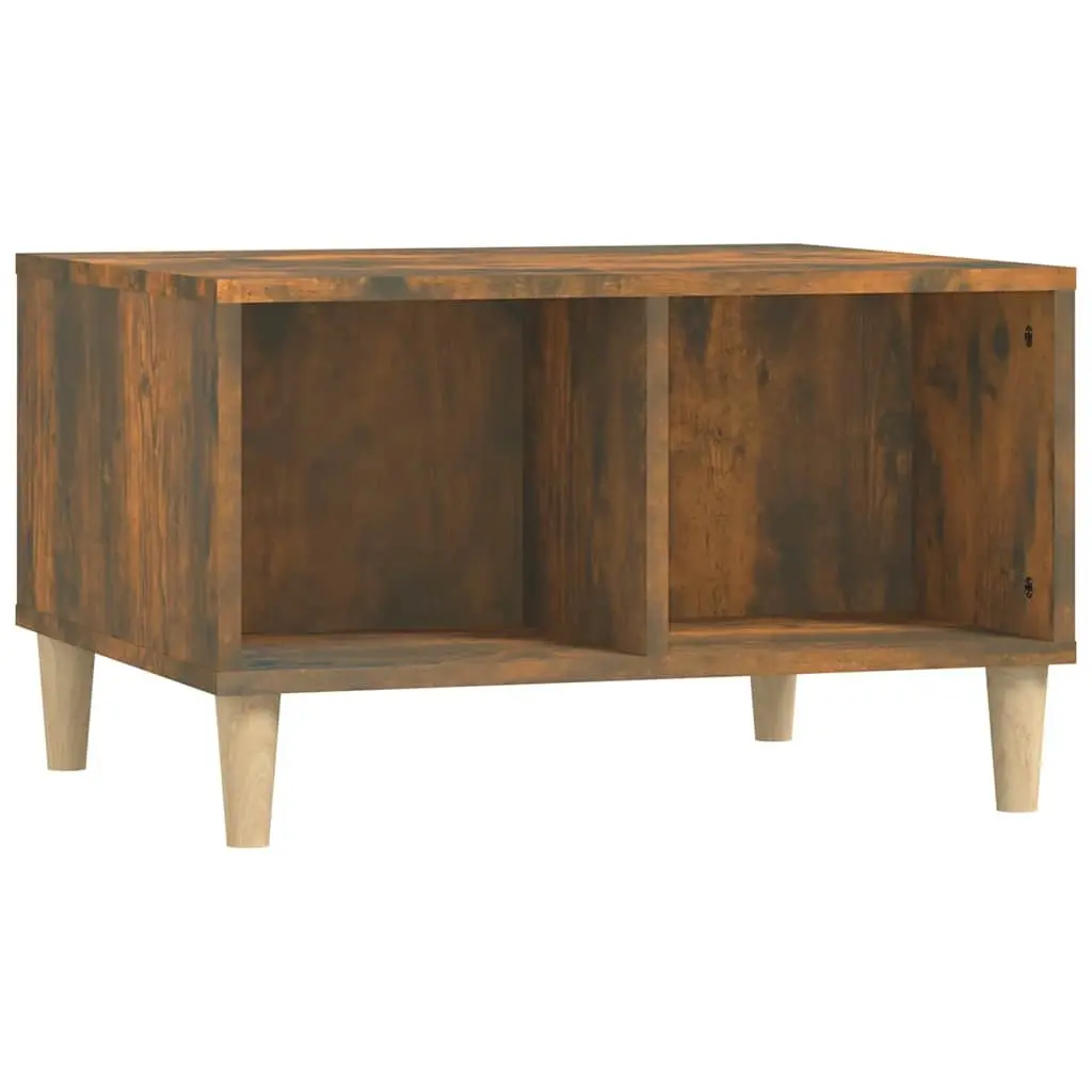 Coffee Table Brown Smoked Oak 60 x 50 x 36.5 cm 4 Open Storage Compartments Scandinavian Style