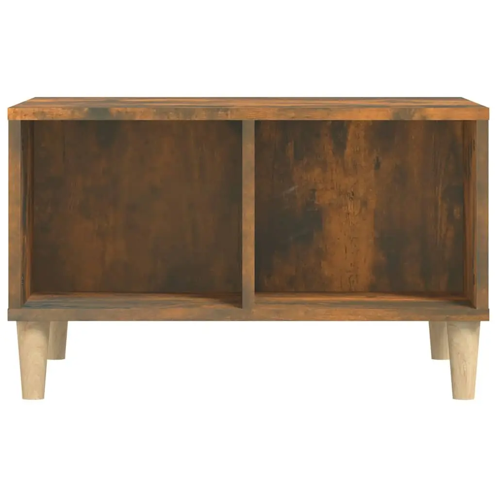 Coffee Table Brown Smoked Oak 60 x 50 x 36.5 cm 4 Open Storage Compartments Scandinavian Style