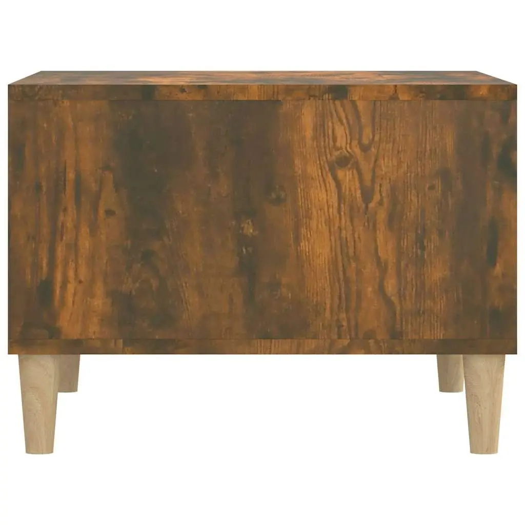 Coffee Table Brown Smoked Oak 60 x 50 x 36.5 cm 4 Open Storage Compartments Scandinavian Style