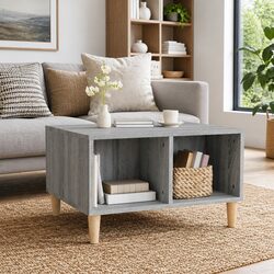 Grey Coffee Table with Open Shelving