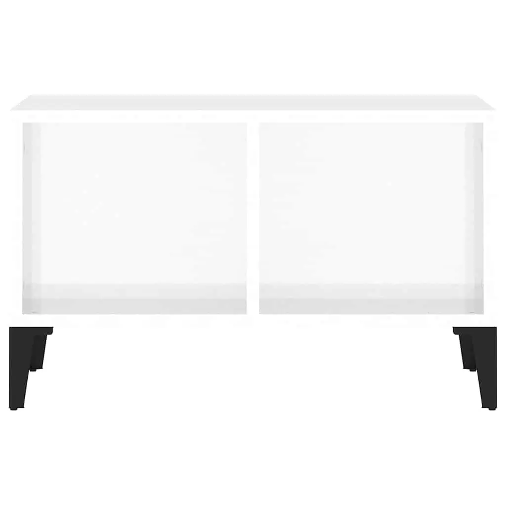 Coffee Table White 60x50x36.5 cm Open Storage Compartments High Gloss Finish