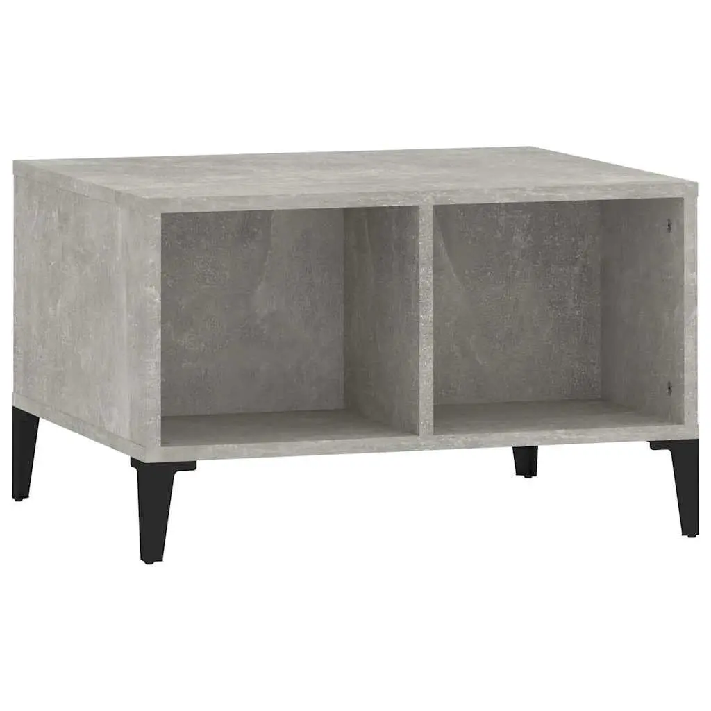 Coffee Table Grey Engineered Wood Open Storage Compartments Metal Feet