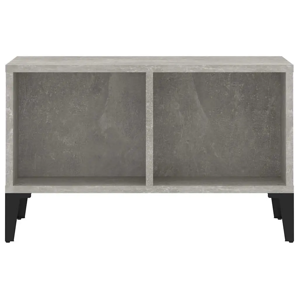 Coffee Table Grey Engineered Wood Open Storage Compartments Metal Feet