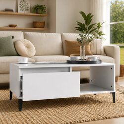 White Coffee Table with Storage