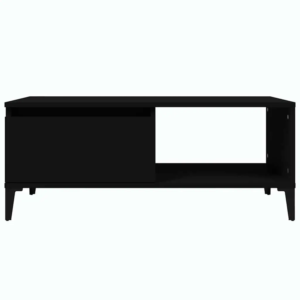 Coffee Table Black Industrial 90x50x36.5cm Storage 1 Drawer Open Compartment