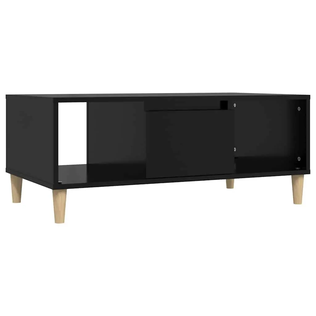 Coffee Table Black 90x50x36.5 cm with Storage Compartments and Drawer