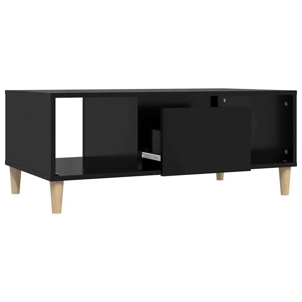 Coffee Table Black 90x50x36.5 cm with Storage Compartments and Drawer