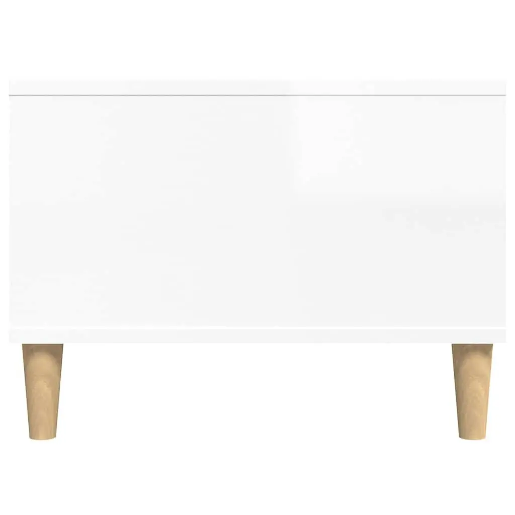 Coffee Table White High Gloss Engineered Wood Storage Compartments Drawer