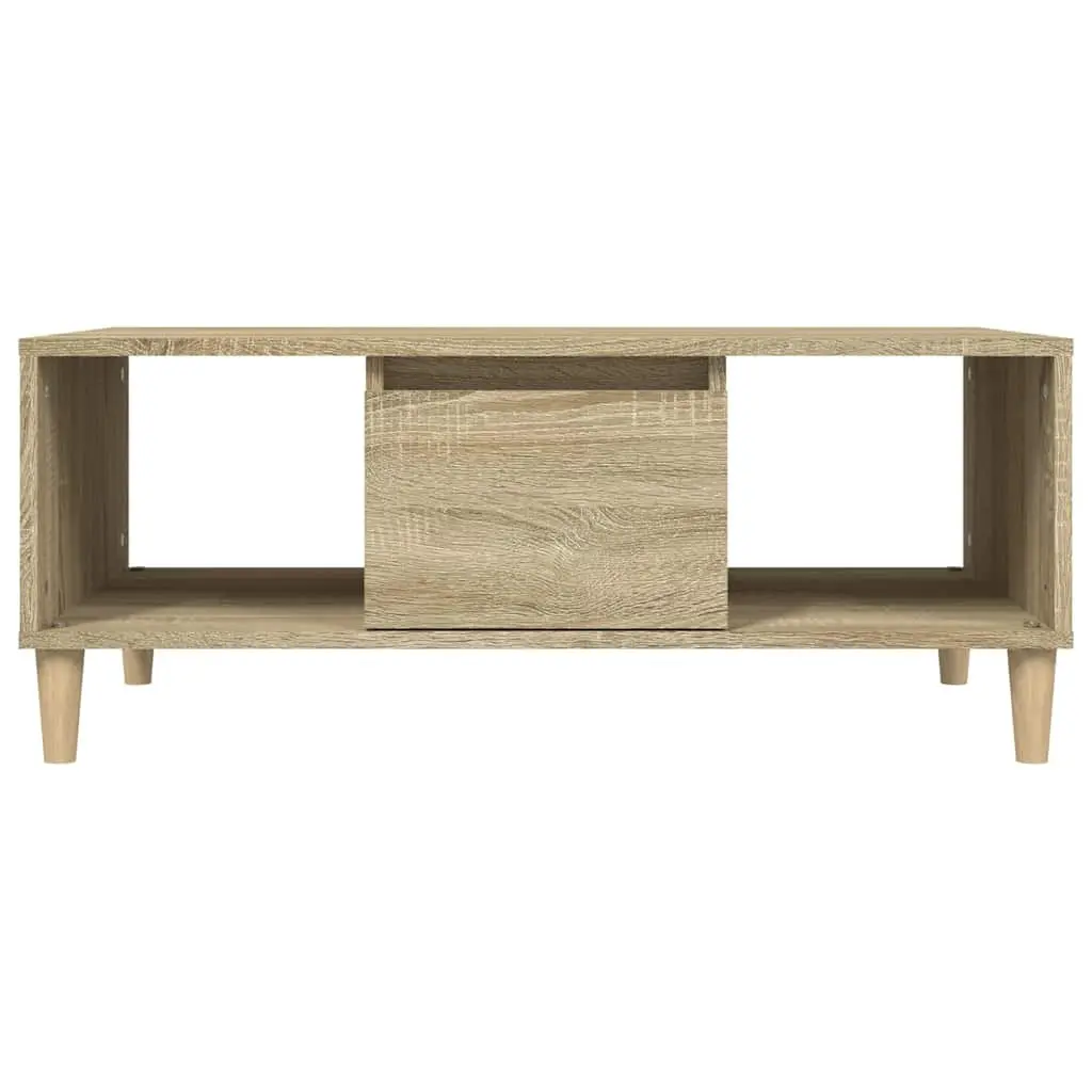 Sonoma Oak Coffee Table Brown 90x50x36.5 cm Open Compartments and Drawer Storage Engineered Wood