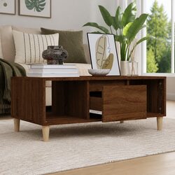 Brown Oak Coffee Table with Ample Storage
