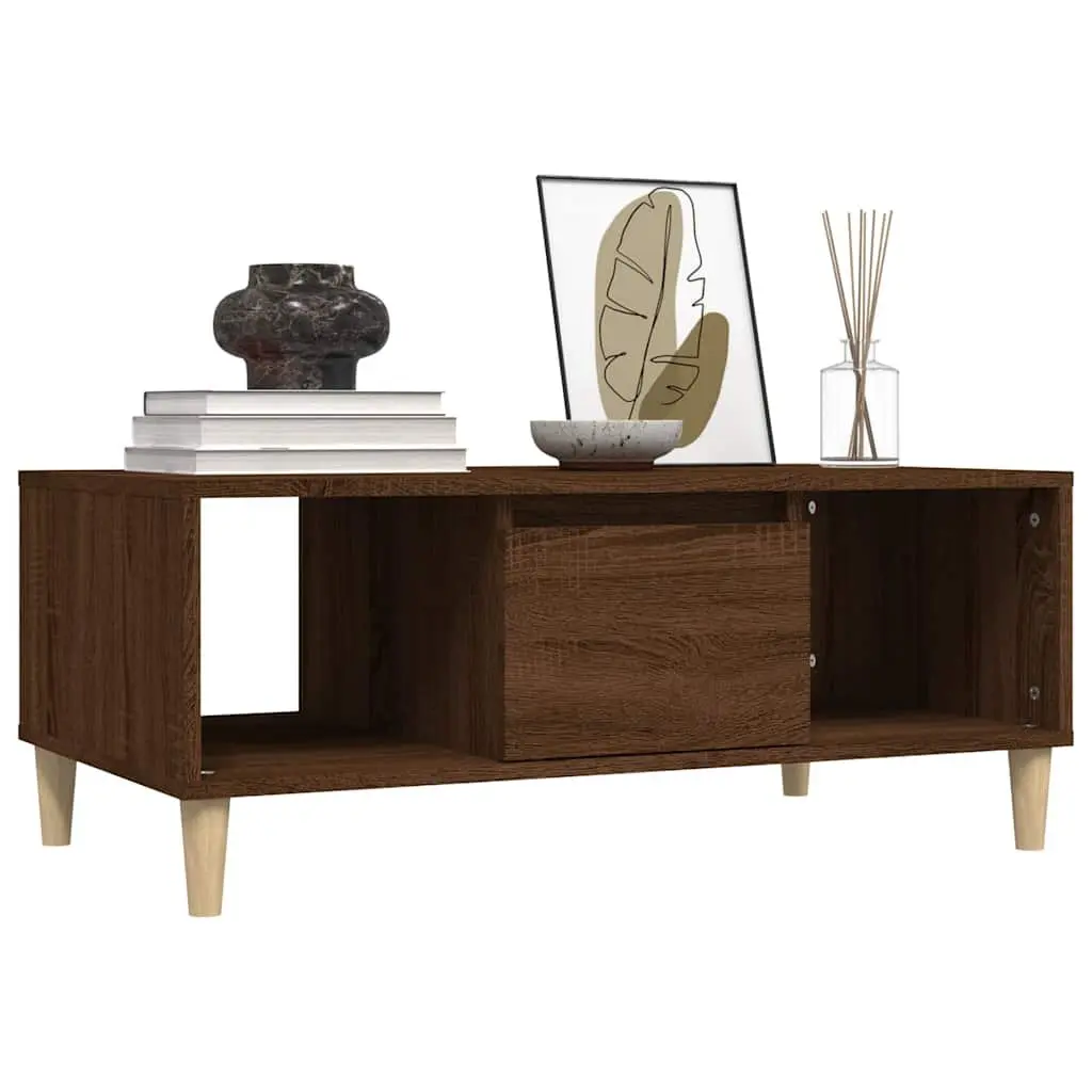 Coffee Table Engineered Wood Brown 90x50x36.5cm Storage Drawer Open Compartments
