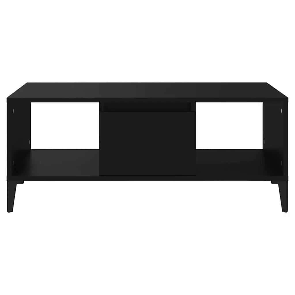 Coffee Table Black Engineered Wood 90L x 50W x 36.5H cm Storage Drawer Open Compartments Modern