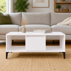 High Gloss White Coffee Table with Storage Options