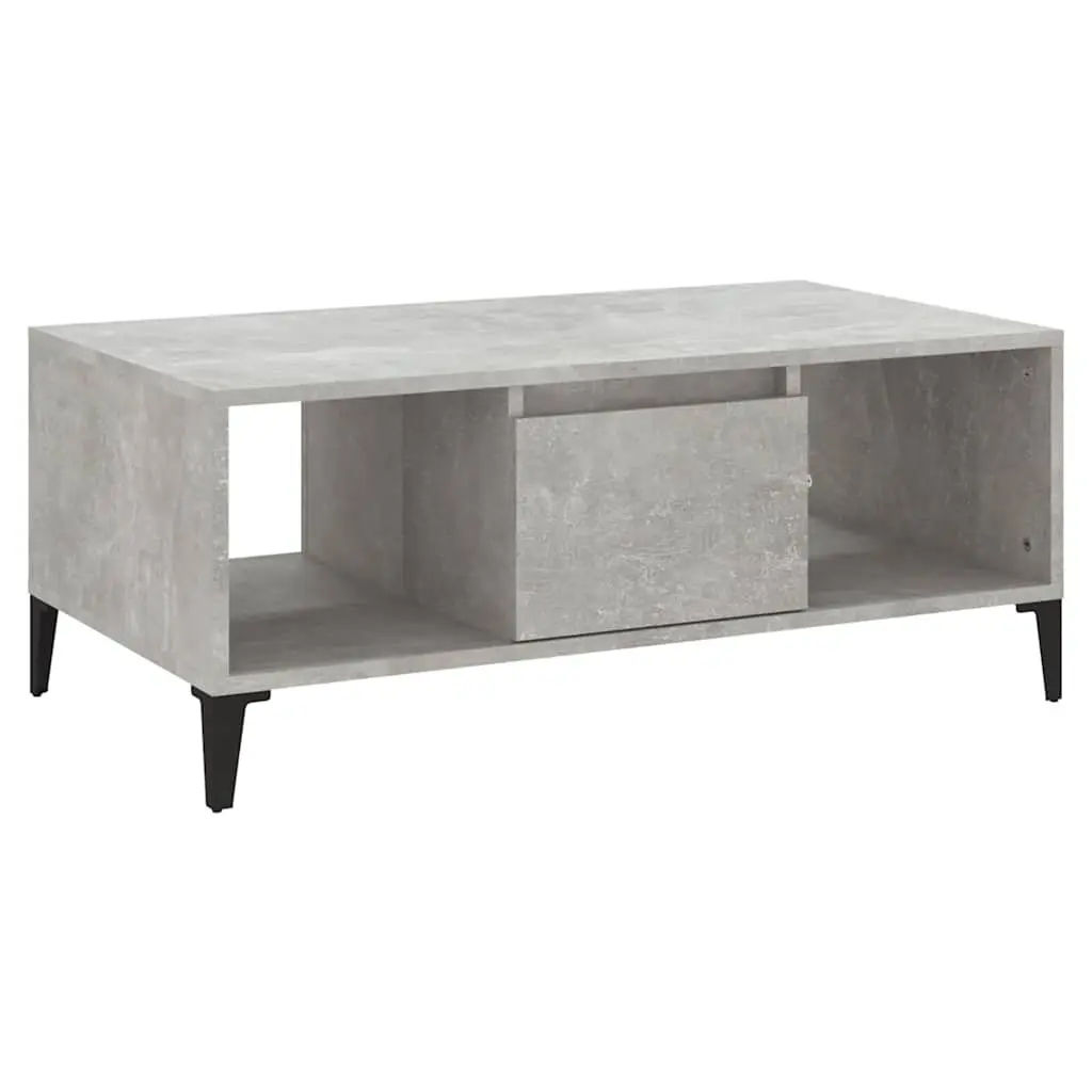Coffee Table Grey 90x50x36.5 cm with Drawer and Open Compartments Storage