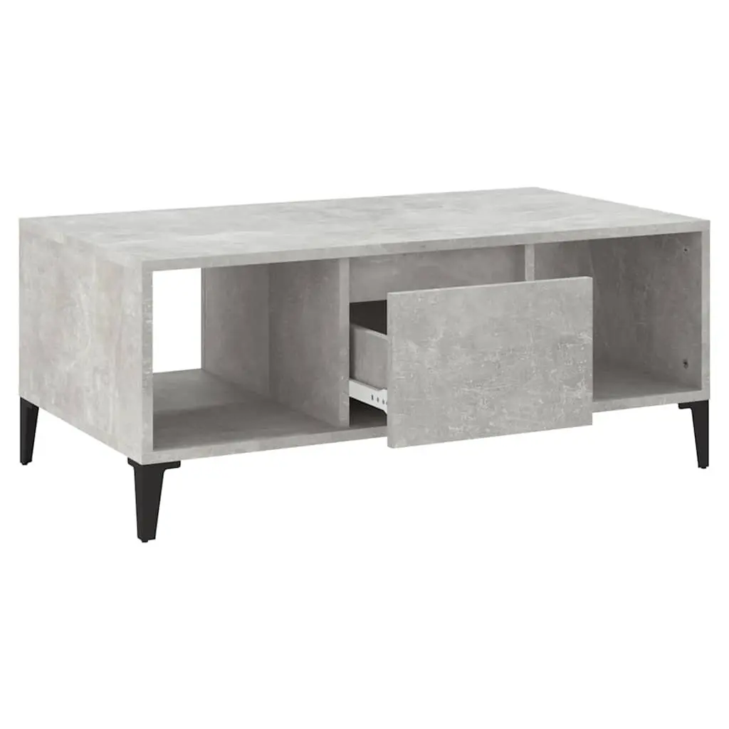 Coffee Table Grey 90x50x36.5 cm with Drawer and Open Compartments Storage