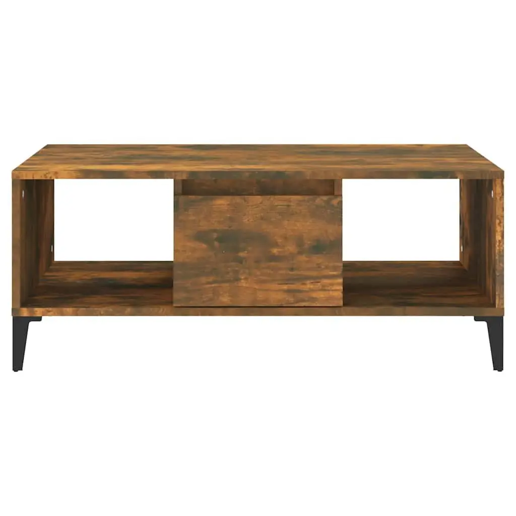 Coffee Table Brown Engineered Wood 1 Drawer 2 Open Compartments