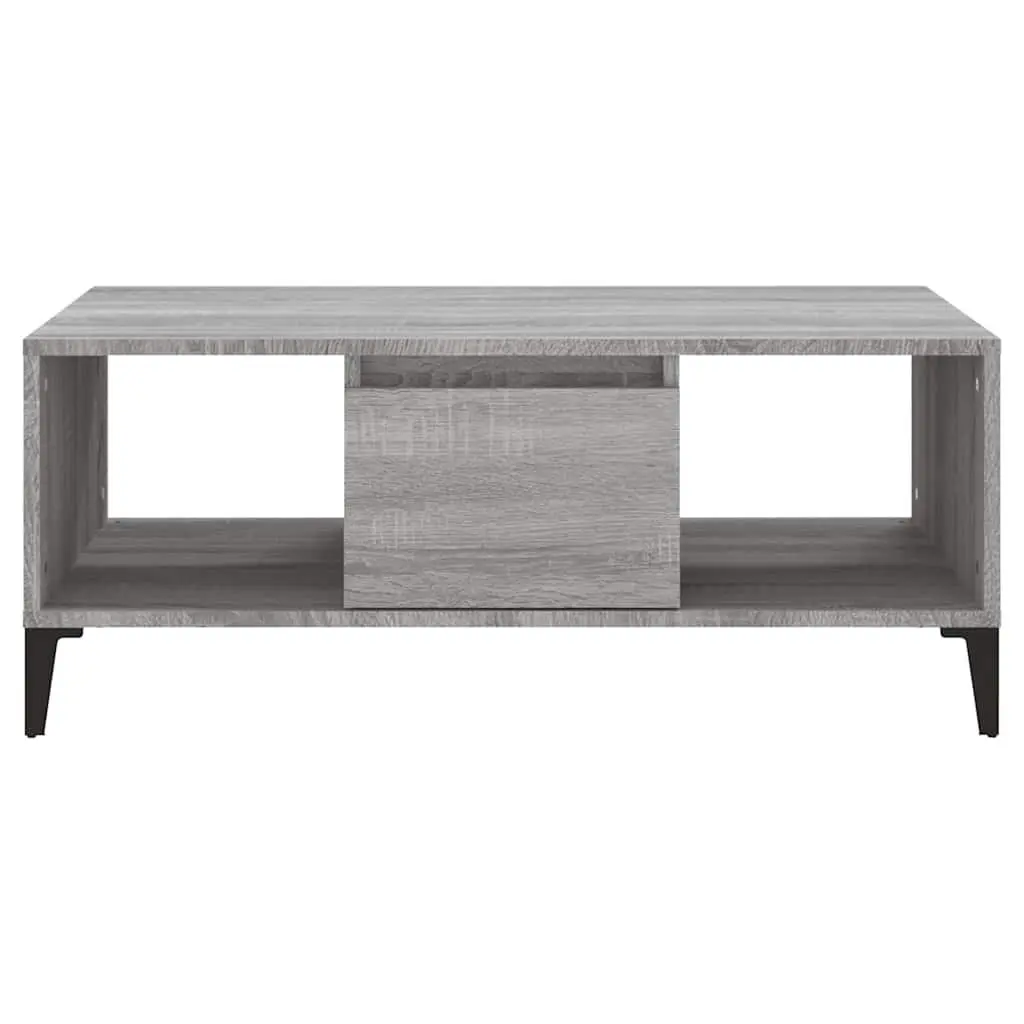 Coffee Table Grey Industrial Storage with Drawer Compartments