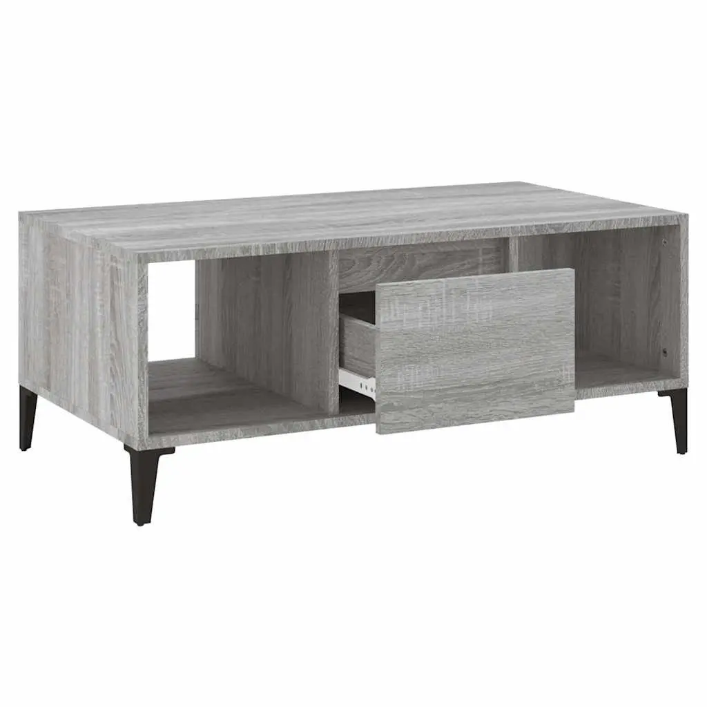 Coffee Table Grey Industrial Storage with Drawer Compartments