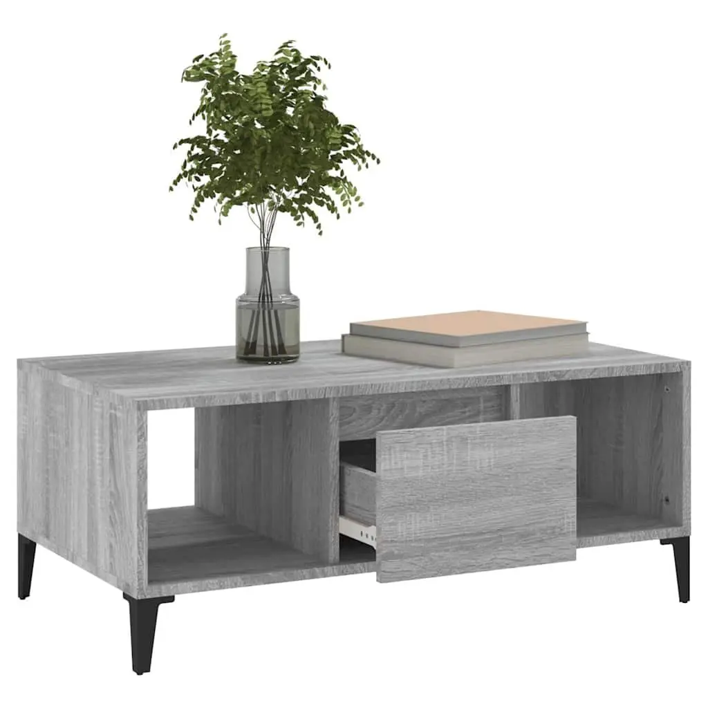 Coffee Table Grey Industrial Storage with Drawer Compartments