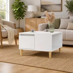 White Coffee Table with Drawer Storage