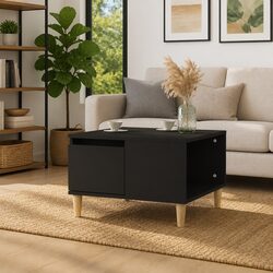 Black Coffee Table with Open Compartment