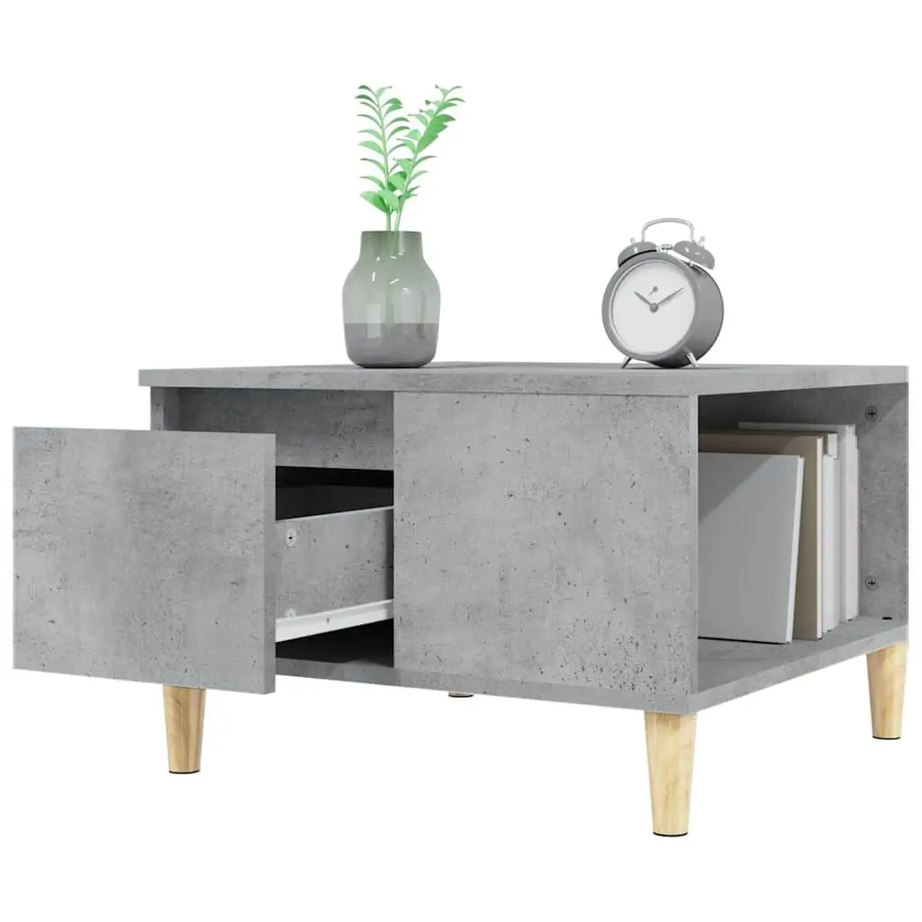 Coffee Table Grey 55x55x36.5cm with Storage Drawer and Open Compartment