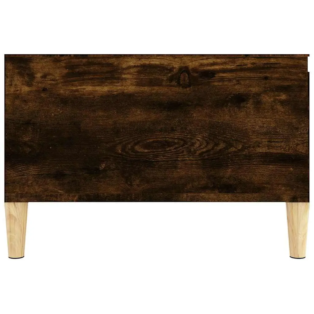 Coffee Table Smoked Oak 55x55x36.5cm with Storage Drawer Open Compartment